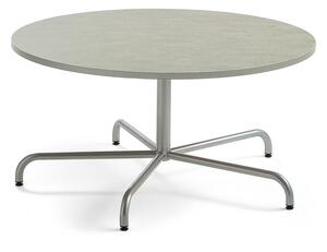 AJ Produkty Stůl PLURAL, Ø1200x600 mm, linoleum, šedá, stříbrná