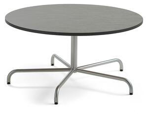AJ Produkty Stůl PLURAL, Ø1200x600 mm, linoleum, tmavě šedá, stříbrná