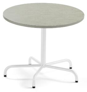 AJ Produkty Stůl PLURAL, Ø900x720 mm, linoleum, šedá, bílá