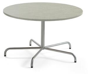 AJ Produkty Stůl PLURAL, Ø1200x720 mm, linoleum, šedá, stříbrná