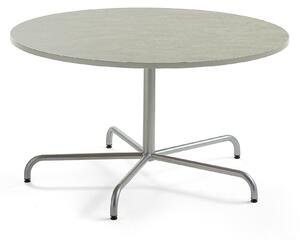 AJ Produkty Stůl PLURAL, Ø1300x720 mm, linoleum, šedá, stříbrná