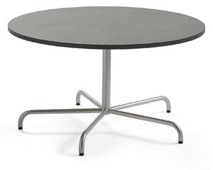 AJ Produkty Stůl PLURAL, Ø1300x720 mm, linoleum, tmavě šedá, stříbrná