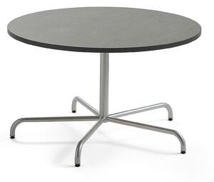 AJ Produkty Stůl PLURAL, Ø1200x720 mm, linoleum, tmavě šedá, stříbrná