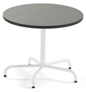 AJ Produkty Stůl PLURAL, Ø900x720 mm, linoleum, tmavě šedá, bílá