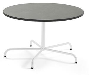 AJ Produkty Stůl PLURAL, Ø1200x720 mm, linoleum, tmavě šedá, bílá