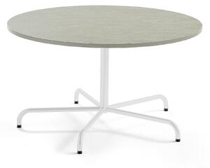AJ Produkty Stůl PLURAL, Ø1300x720 mm, linoleum, šedá, bílá
