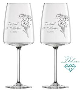 Svatební skleničky na víno Máky s krystaly, 2 ks
