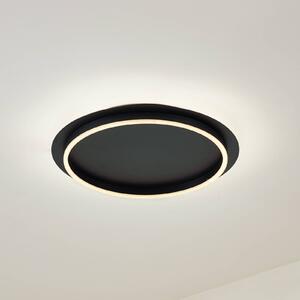 Lindby LED stropní svítidlo Kunis, černé, plast, Ø 46 cm