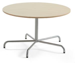 AJ Produkty Stůl PLURAL, Ø1200x720 mm, HPL deska, bříza, stříbrná
