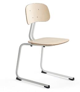 AJ Produkty Školní židle YNGVE, ližinová podnož, výška 460 mm, bílá/bříza