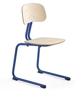 AJ Produkty Školní židle YNGVE, ližinová podnož, výška 460 mm, tmavě modrá/bříza
