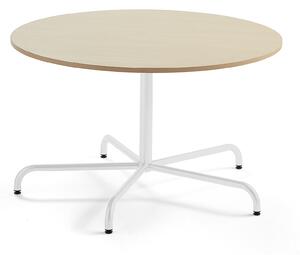 AJ Produkty Stůl PLURAL, Ø1200x720 mm, HPL deska, bříza, bílá