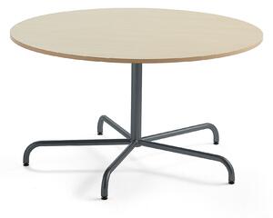 AJ Produkty Stůl PLURAL, Ø1300x720 mm, HPL deska, bříza, antracitově šedá