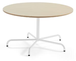 AJ Produkty Stůl PLURAL, Ø1300x720 mm, akustická HPL deska, bříza, bílá
