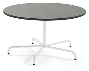 AJ Produkty Stůl PLURAL, Ø1300x720 mm, linoleum, tmavě šedá, bílá