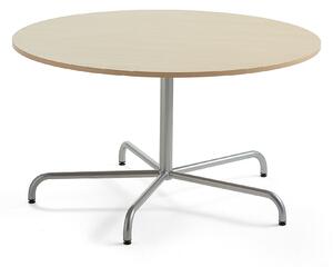 AJ Produkty Stůl PLURAL, Ø1300x720 mm, akustická HPL deska, bříza, stříbrná
