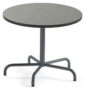 AJ Produkty Stůl PLURAL, Ø900x720 mm, linoleum, tmavě šedá, antracitově šedá