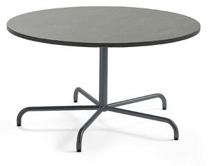 AJ Produkty Stůl PLURAL, Ø1300x720 mm, linoleum, tmavě šedá, antracitově šedá