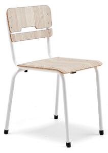 AJ Produkty Školní židle SCIENTIA, sedák 390x390 mm, výška 460 mm, bílá/jasan