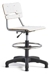 AJ Produkty Otočná židle LEGERE, malý sedák, s kluzáky, nastavitelná výška 500-690 mm, bílá