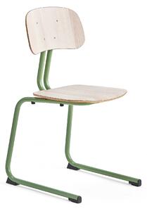 AJ Produkty Školní židle YNGVE, ližinová podnož, výška 460 mm, zelená/jasan