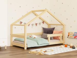 Dětská postel domeček LUCKY se zábranou - Pastelově růžová, 90x200 cm, S jednou zábranou