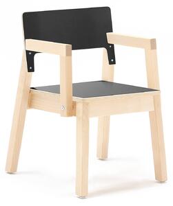 AJ Produkty Dětská židle LOVE, s područkami, výška 350 mm, bříza, černá