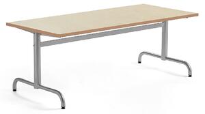 AJ Produkty Stůl PLURAL, 1600x700x600 mm, linoleum, béžová, stříbrná