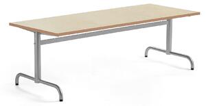 AJ Produkty Stůl PLURAL, 1800x700x600 mm, linoleum, béžová, stříbrná