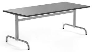 AJ Produkty Stůl PLURAL, 1600x700x600 mm, linoleum, tmavě šedá, stříbrná