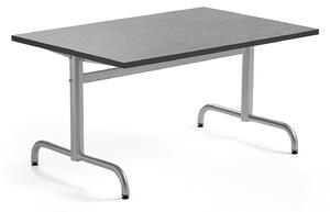 AJ Produkty Stůl PLURAL, 1200x800x600 mm, linoleum, tmavě šedá, stříbrná