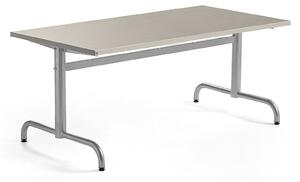 AJ Produkty Stůl PLURAL, 1400x700x600 mm, linoleum, šedá, stříbrná