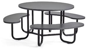 AJ Produkty Stůl s lavicemi OCTO, černá konstrukce, antracitově šedá