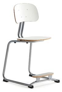 AJ Produkty Školní židle YNGVE, ližinová podnož, výška 500 mm, stříbrná/bílá