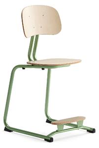 AJ Produkty Školní židle YNGVE, ližinová podnož, výška 500 mm, zelená/bříza