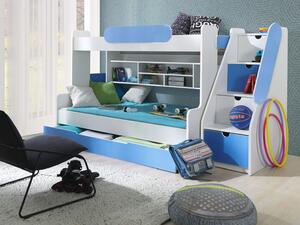Patrová dětská postel pro 2 děti Sopros, bílá/modrá