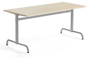 AJ Produkty Stůl PLURAL, 1600x700x600 mm, akustická HPL deska, bříza, stříbrná
