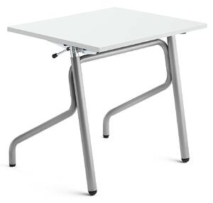 AJ Produkty Školní lavice ADJUST, výškově nastavitelná, 700x600 mm, HPL deska, bílá, stříbrná