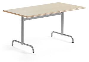 AJ Produkty Stůl PLURAL, 1400x800x600 mm, akustická HPL deska, bříza, stříbrná