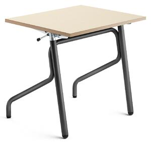 AJ Produkty Školní lavice ADJUST, výškově nastavitelná, 700x600 mm, HPL deska, bříza, antracitově šedá