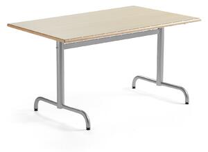 AJ Produkty Stůl PLURAL, 1200x800x600 mm, akustická HPL deska, bříza, stříbrná