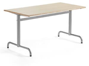 AJ Produkty Stůl PLURAL, 1400x700x600 mm, akustická HPL deska, bříza, stříbrná