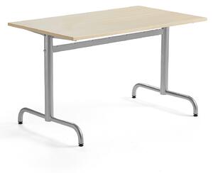 AJ Produkty Stůl PLURAL, 1200x700x600 mm, akustická HPL deska, bříza, stříbrná