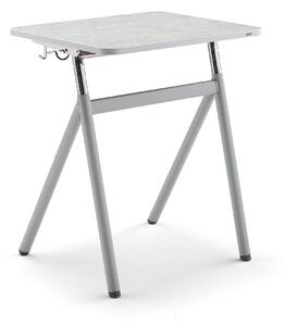 AJ Produkty Školní lavice ASCEND, výškově nastavitelná, stříbrné nohy, linoleum, světle šedá