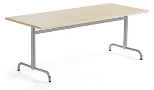 AJ Produkty Stůl PLURAL, 1800x800x600 mm, akustická HPL deska, bříza, stříbrná