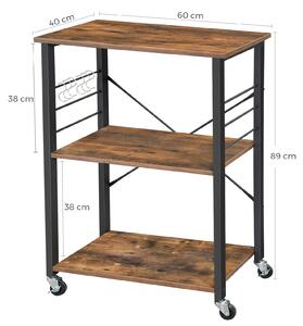 VASAGLE Pojízdný kuchyňský stolek Industry - 60x40x89 cm