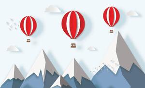 Fototapeta - Let s balónem přes hory (254x184 cm)
