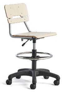 AJ Produkty Otočná židle LEGERE, malý sedák, s kolečky, nastavitelná výška 530-720 mm, bříza