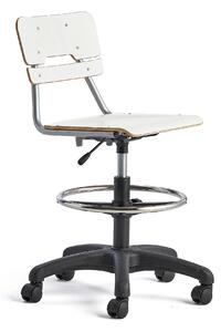 AJ Produkty Otočná židle LEGERE, malý sedák, s kolečky, nastavitelná výška 530-720 mm, bílá
