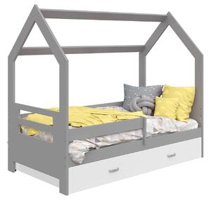 Dětská postel Domeček 160x80 D3B šedá s roštem